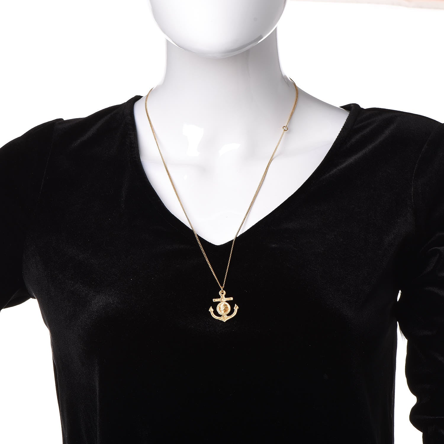 Chanel Anchor CC Pendant Necklace Gold 2 of 6