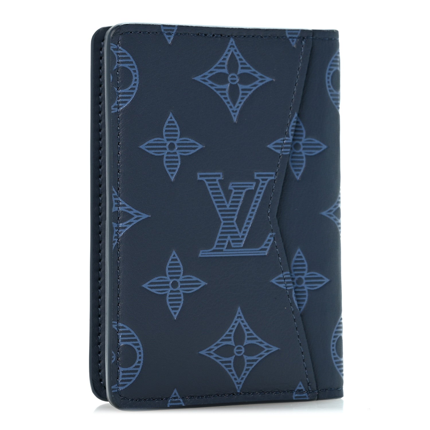 Louis Vuitton Calfskin Monogram Shadow Pocket Organizer Blue 3 of 8