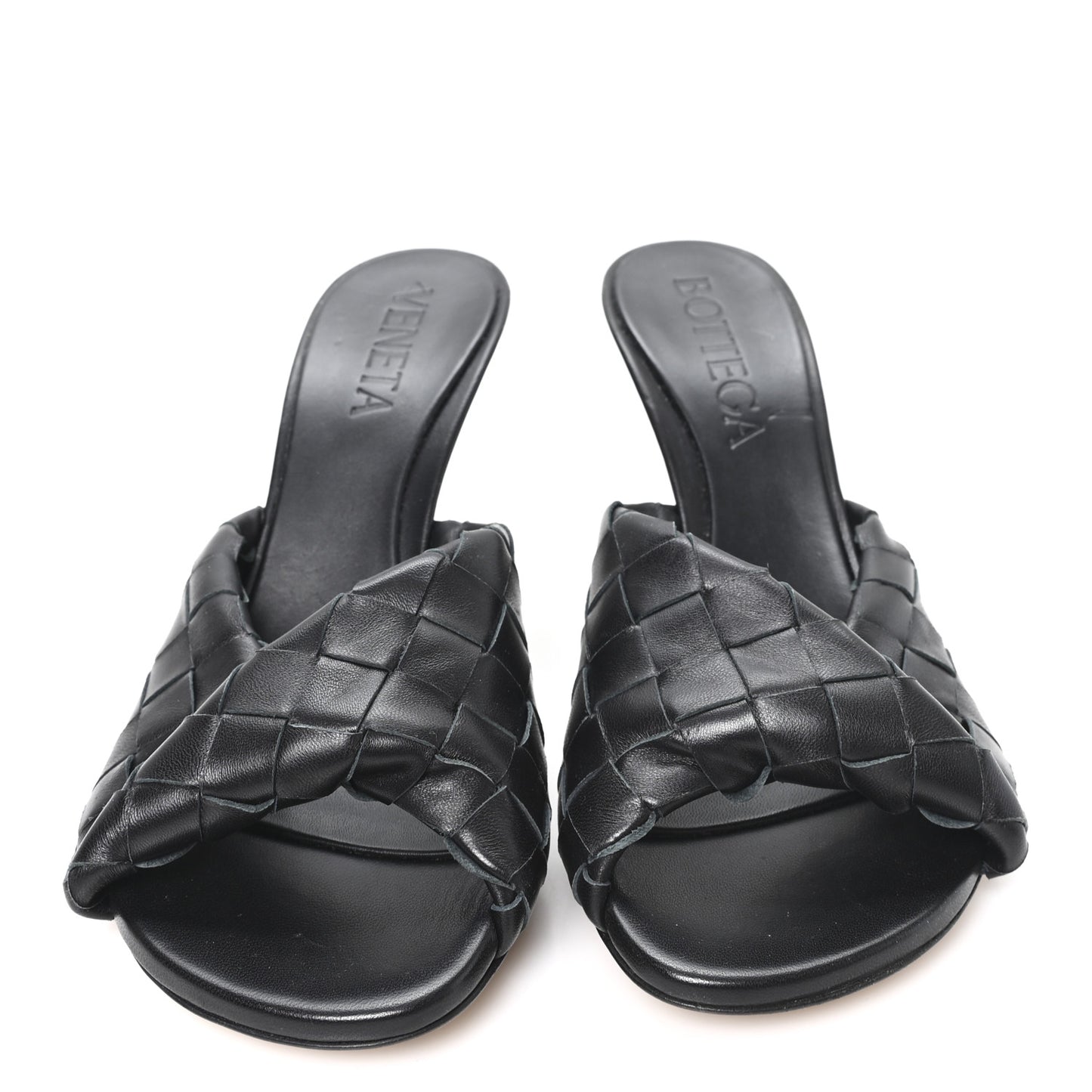 Nappa Intrecciato Blink Mule Sandals 38 Black