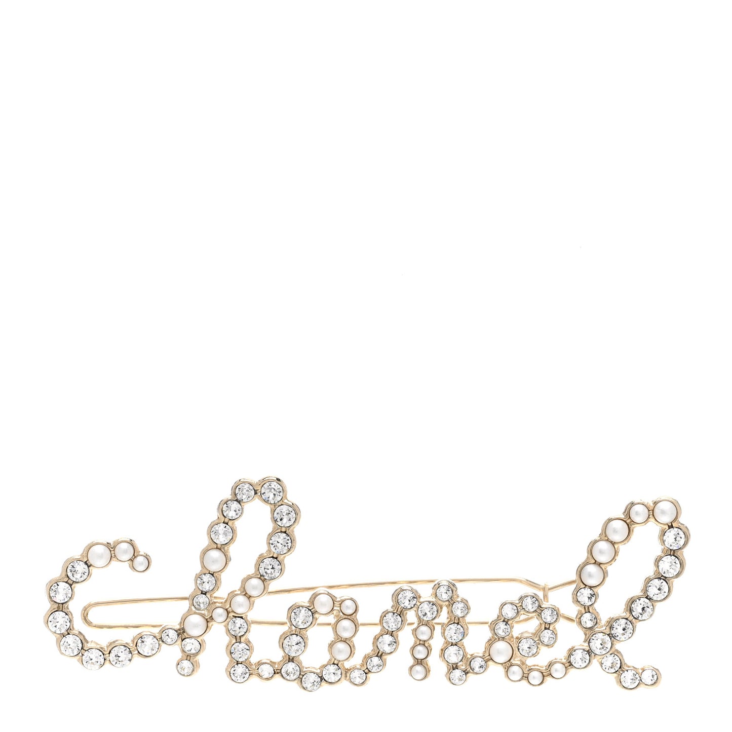 Metal Glass Swirling Pearls Hair Clip Gold