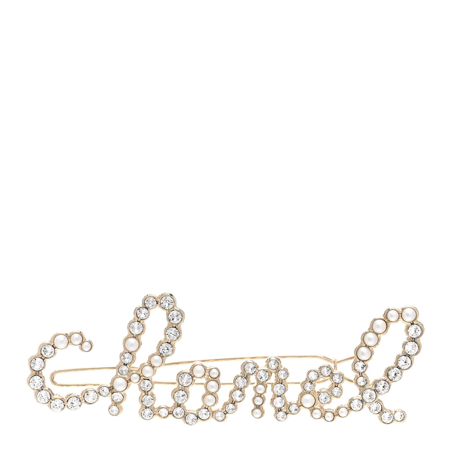 Chanel Metal Glass Swirling Pearls Hair Clip Gold 1 of 4