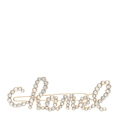 Chanel Metal Glass Swirling Pearls Hair Clip Gold 1 of 4