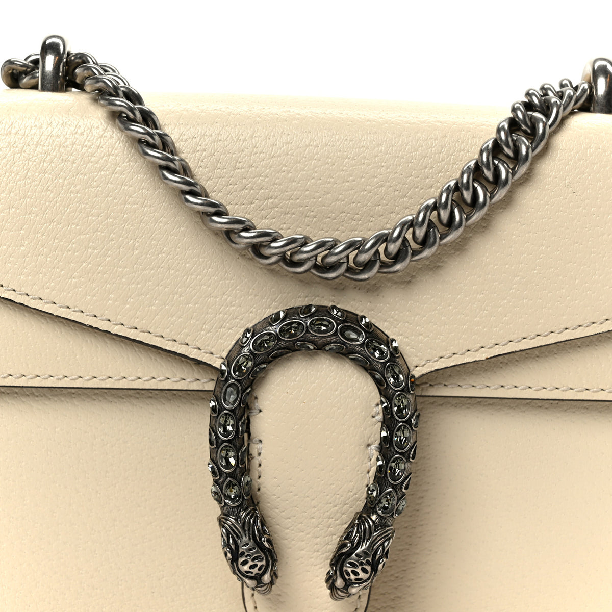 Gucci Textured Calfskin Crystal Mini Dionysus Shoulder Bag Mystic White 9 of 11