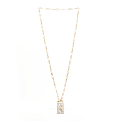 Chanel Crystal Dog Tag Charm Necklace Gold 2 of 4