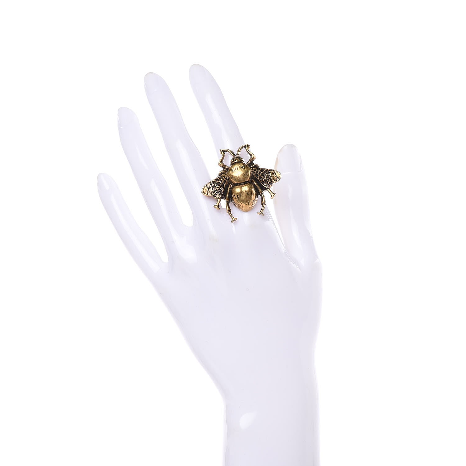 Gucci Metal Enamel Bee Ring 6.5 Aged Gold 2 of 7