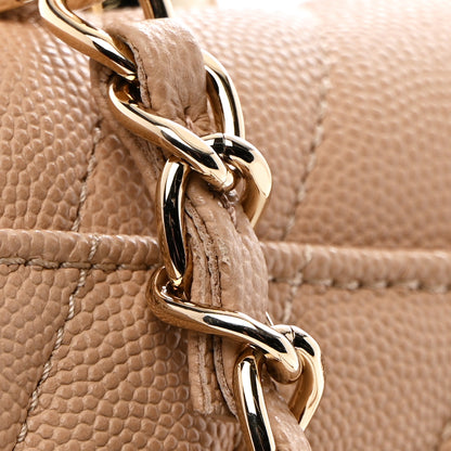 Chanel Caviar Chevron Quilted Medium Coco Handle Flap Beige 23 of 27