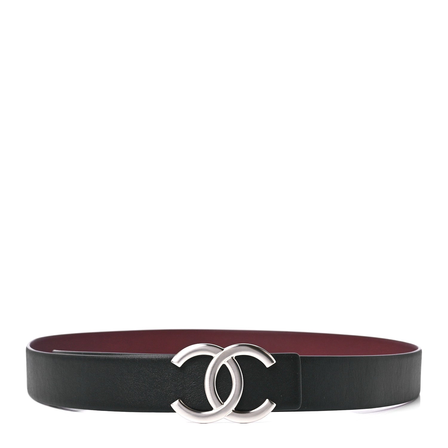 Chanel Calfskin CC Reversible Belt 80/32 Black Burgundy 1 of 3