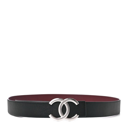 Chanel Calfskin CC Reversible Belt 80/32 Black Burgundy 1 of 3