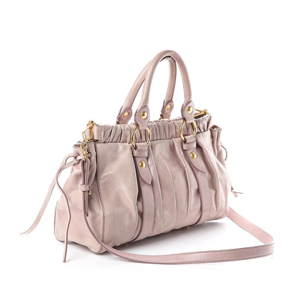 Miu Miu Vitello Lux Gathered Tote Mughetto 2 of 8