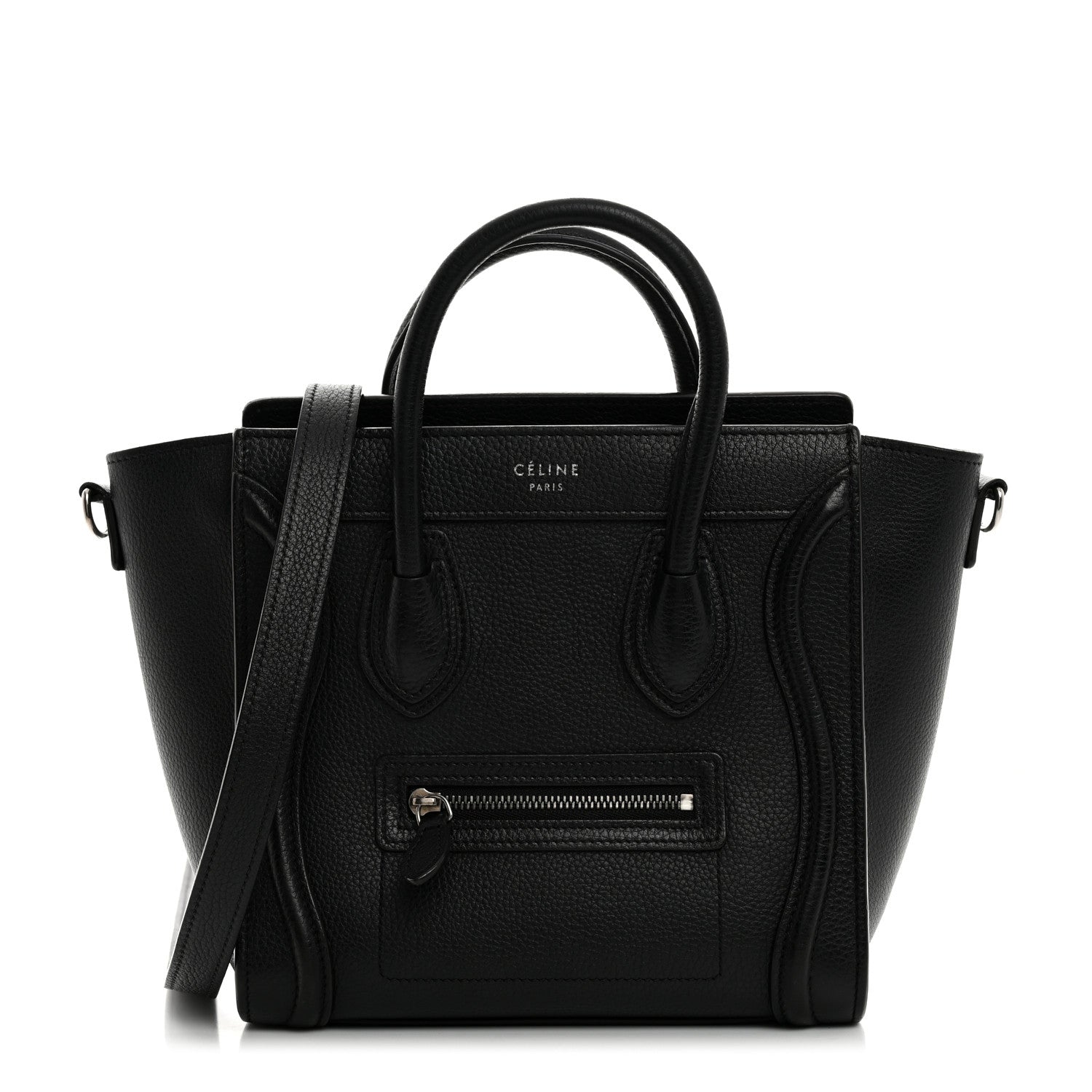 Celine Drummed Calfskin Nano Luggage Black 1 of 12