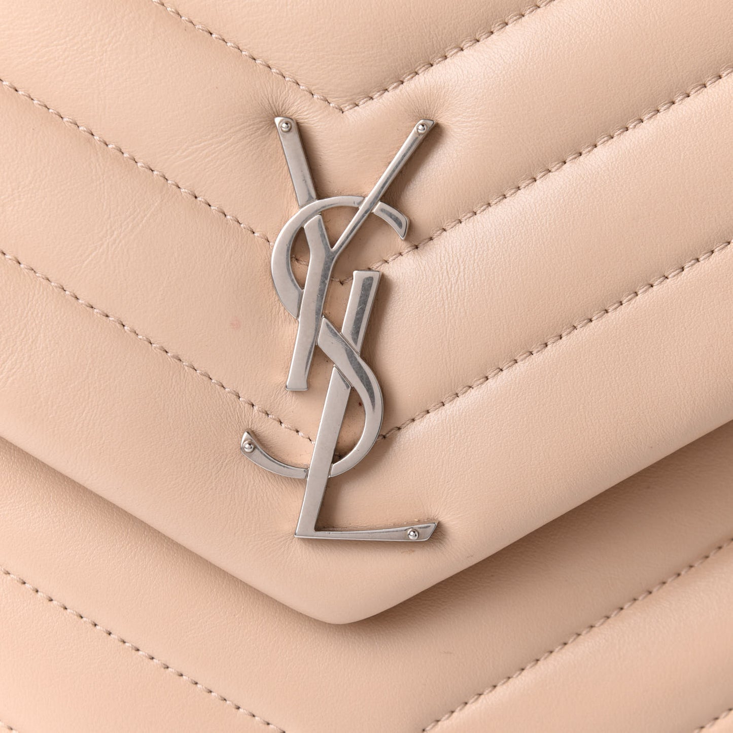 Calfskin Y Quilted Monogram Medium Loulou Chain Satchel Nude Powder