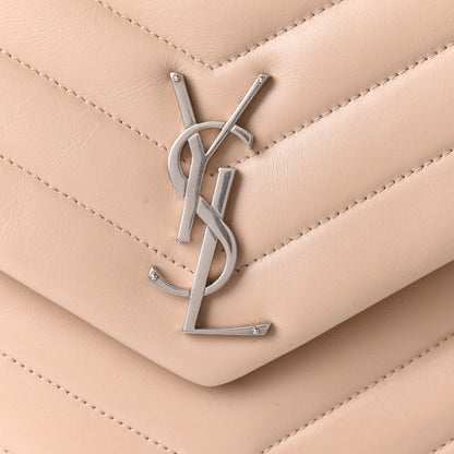 Saint Laurent Calfskin Y Quilted Monogram Medium Loulou Chain Satchel Nude Powder 9 of 10