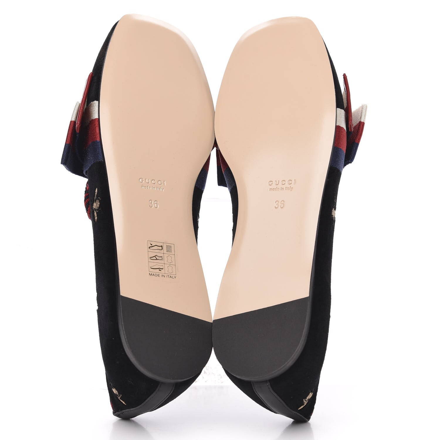 Gucci Velvet Bee Star Embroidered Sylvie Bow Loafers 36 Black 5 of 8