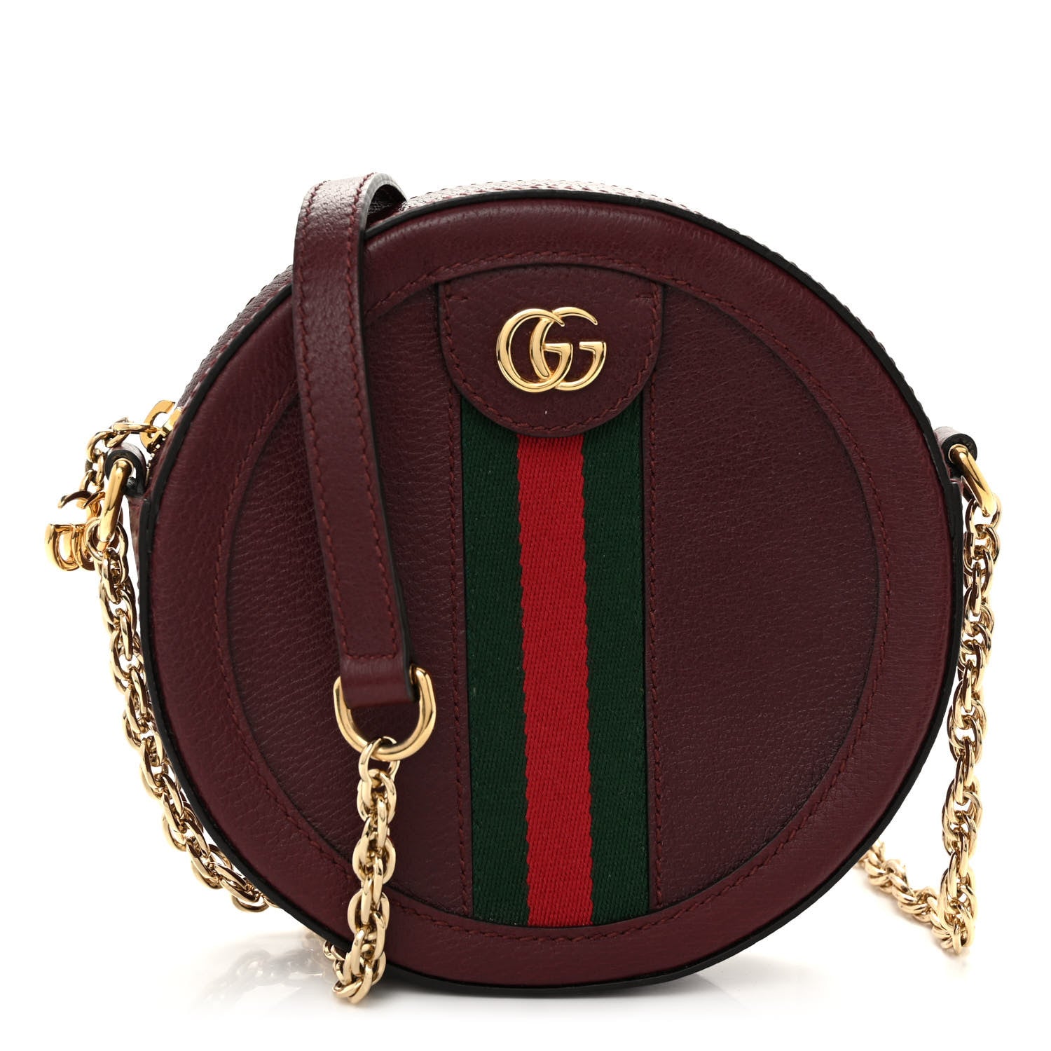Gucci Soft Textured Calfskin Web Mini Ophidia Round Shoulder Bag Vintage Bordeaux 1 of 10