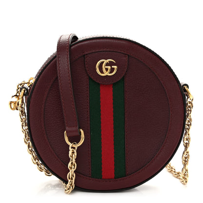 Gucci Soft Textured Calfskin Web Mini Ophidia Round Shoulder Bag Vintage Bordeaux 1 of 10