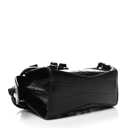 Balenciaga Semi Shiny Calfskin Crocodile Embossed Neo Classic Black Hardware Nano City Crossbody Black 4 of 9