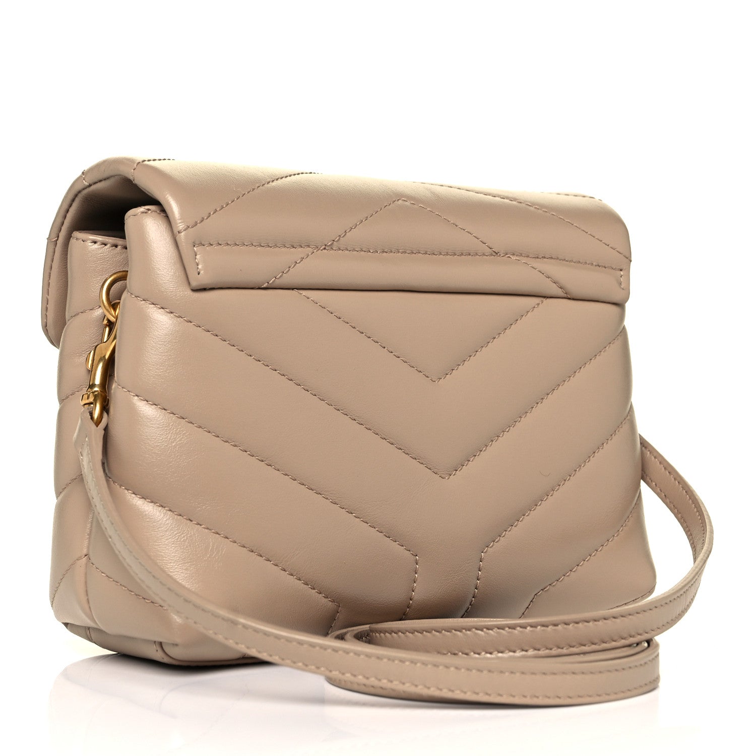Saint Laurent Calfskin Y Quilted Monogram Toy Loulou Crossbody Bag Dark Beige 2 of 9