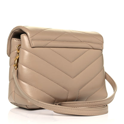 Saint Laurent Calfskin Y Quilted Monogram Toy Loulou Crossbody Bag Dark Beige 2 of 9