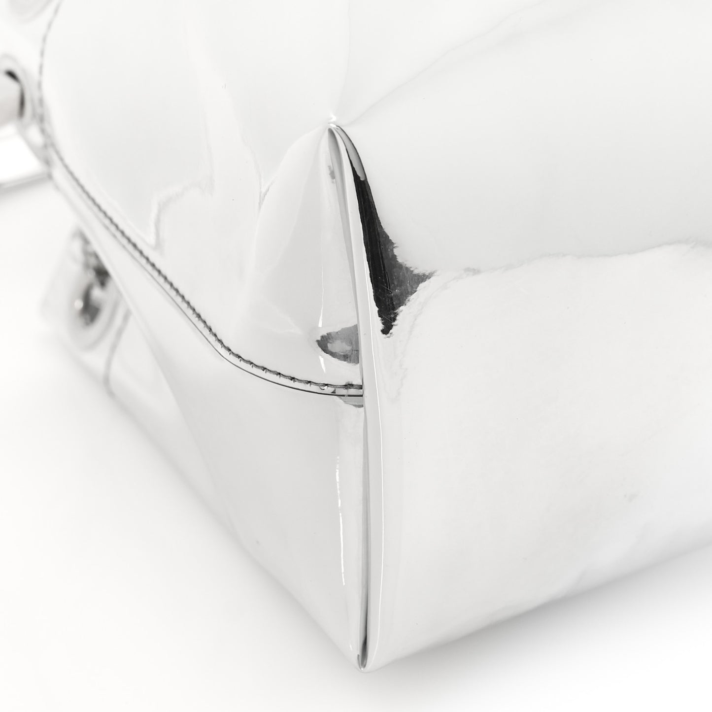 Metallic Patent Bon Bon Bag Silver