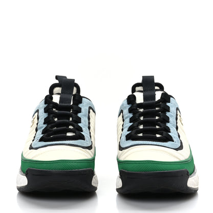 Chanel Suede Calfskin Mixed Fibers CC Sneakers 38 Ivory Green Light Blue 2 of 8