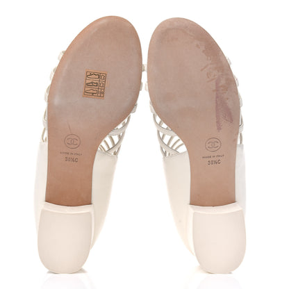 Chanel Lambskin Pearl Caged Sandals 38.5 Ivory 5 of 14