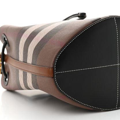 Burberry Giant Check Calfskin TB Bucket Bag Dark Birch 9 of 10