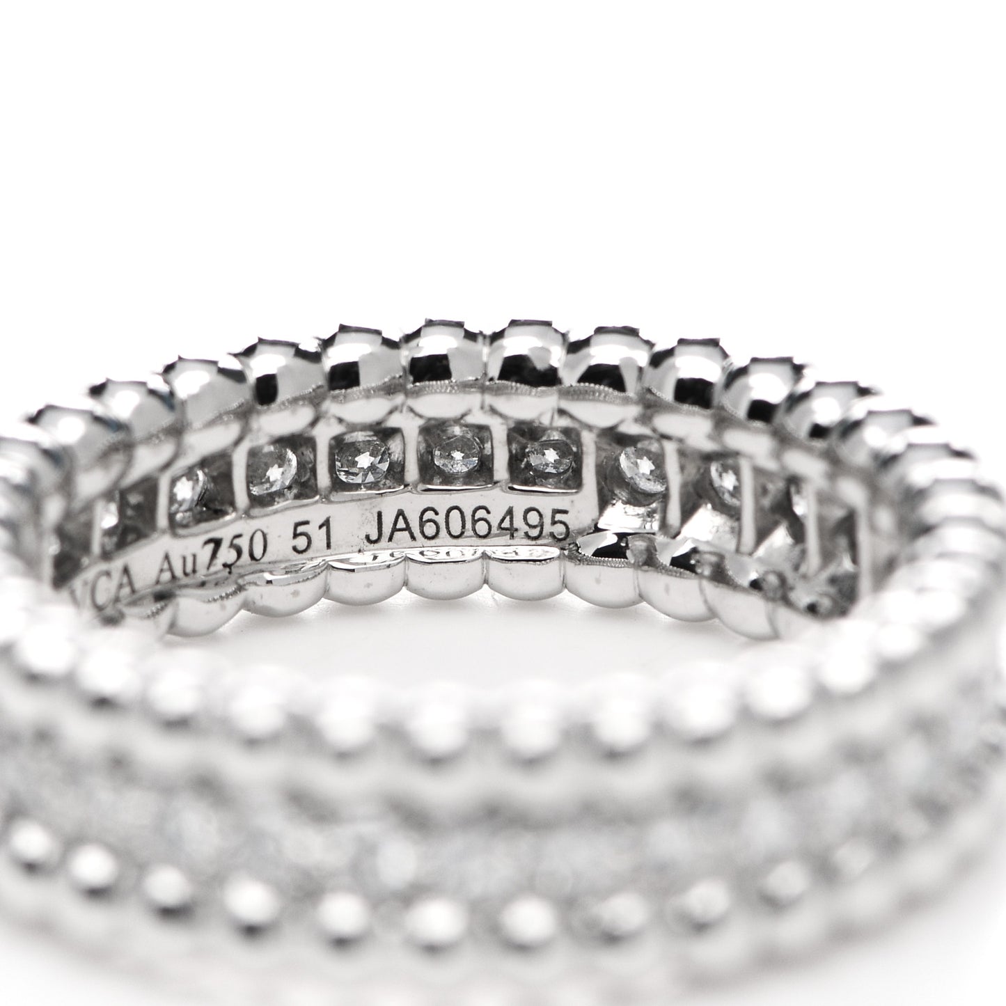18K White Gold Diamond Perlee 1 Row Ring 51 5.75