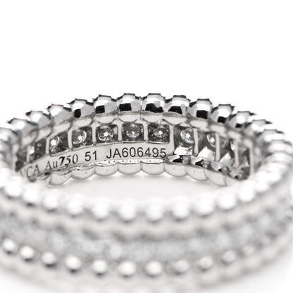 Van Cleef & Arpels 18K White Gold Diamond Perlee 1 Row Ring 51 5.75 5 of 6