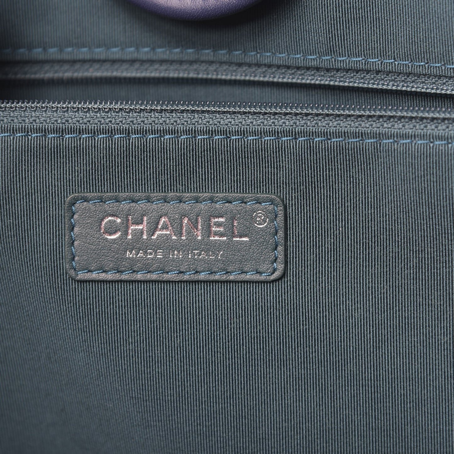 Wool Felt Calfskin Large Deauville Tote Dark Blue