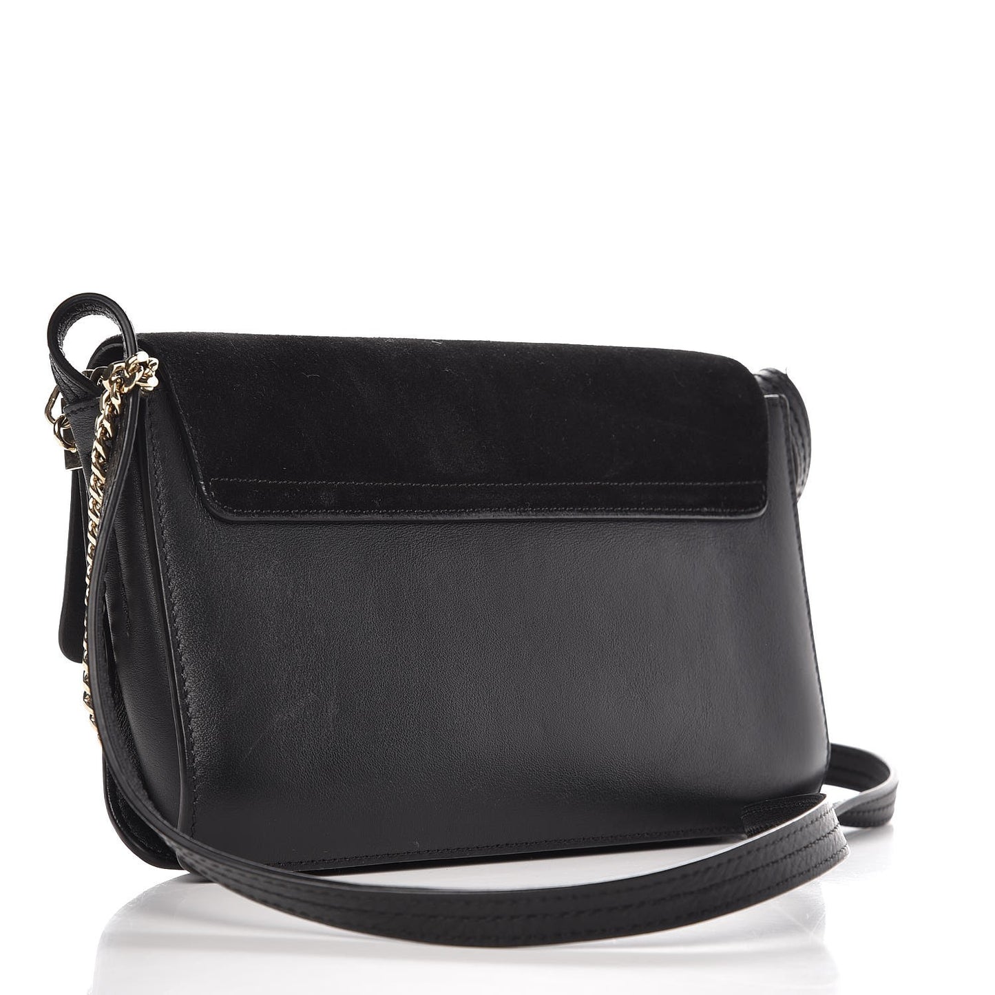 Suede Calfskin Small Faye Shoulder Bag Black