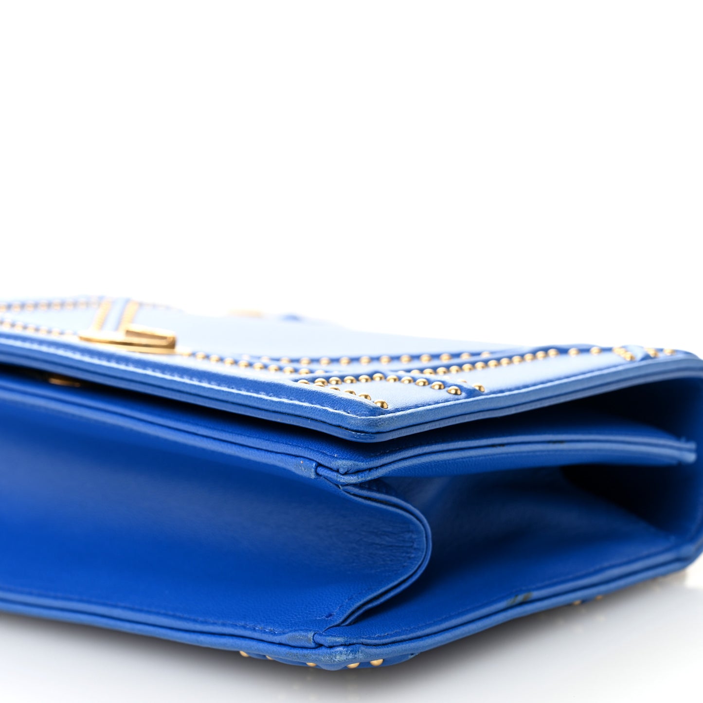 Lambskin Studded Medium Diorama Flap Bag Blue