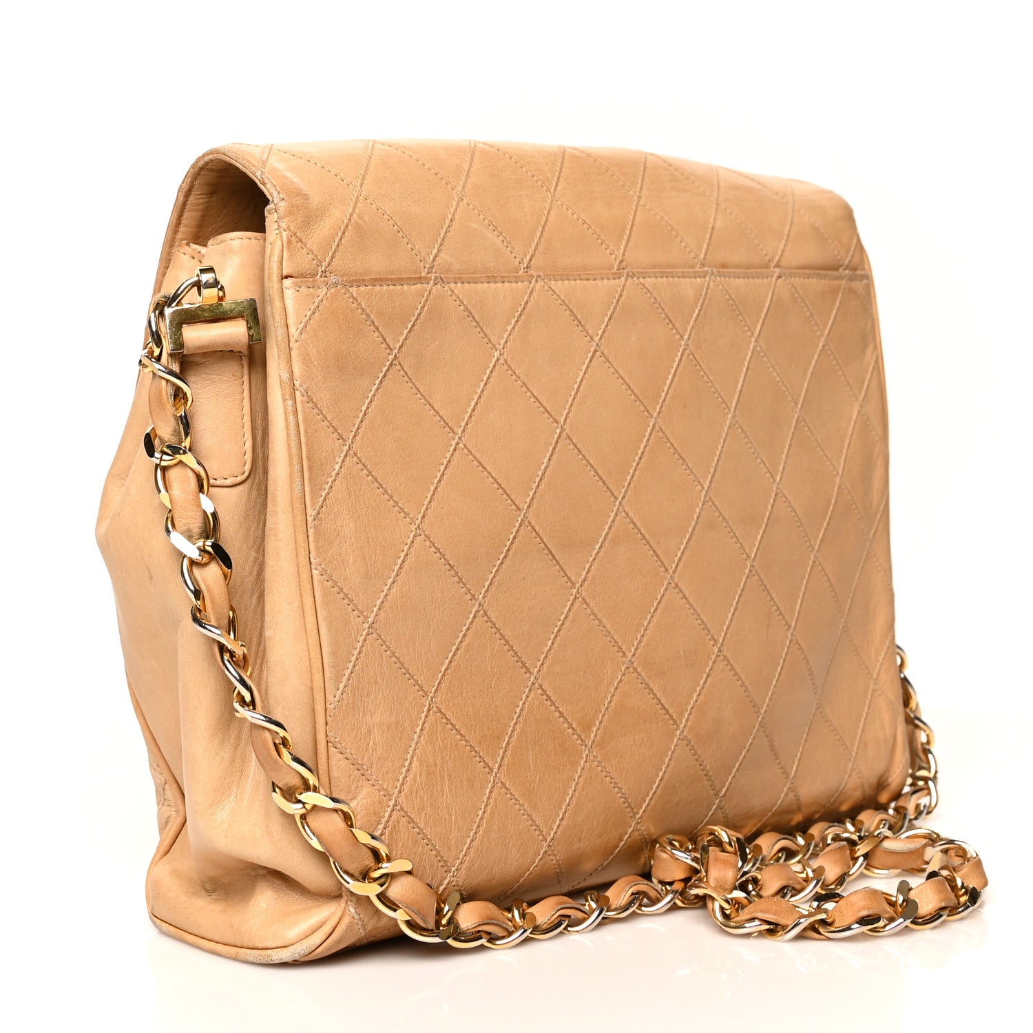 Chanel Lambskin Stitched Medium Single Flap Beige 2 of 16