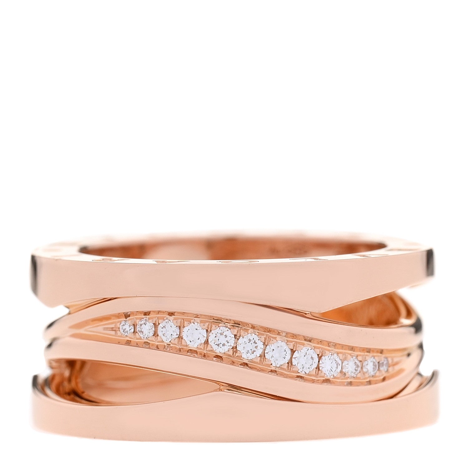 Bulgari 18K Rose Gold Diamond Pave B.Zero1 Legend Ring 52 6 1 of 6