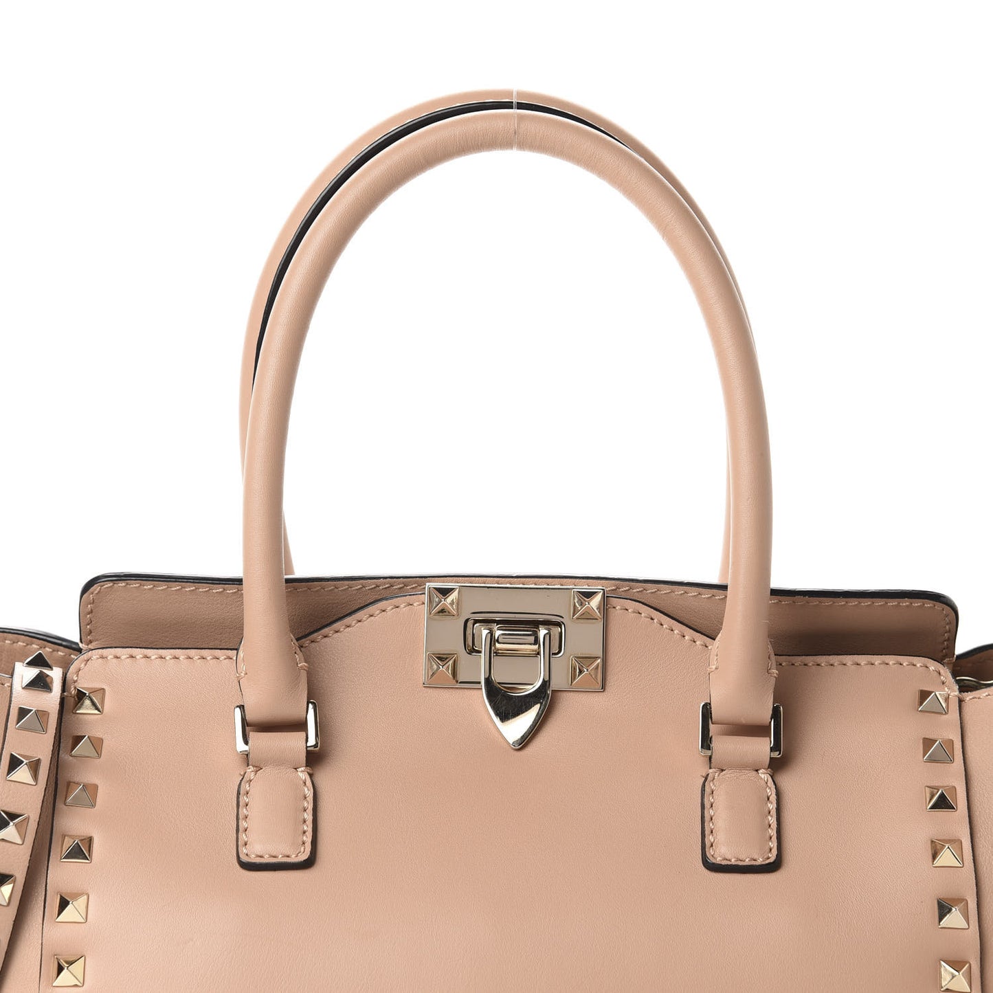 Vitello Small Rockstud Double Handle Tote Skin Sorbet