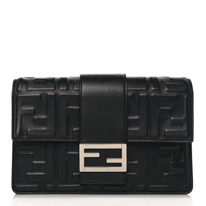 Fendi Nappa FF 1974 Embossed Baguette Clutch Black 1 of 10