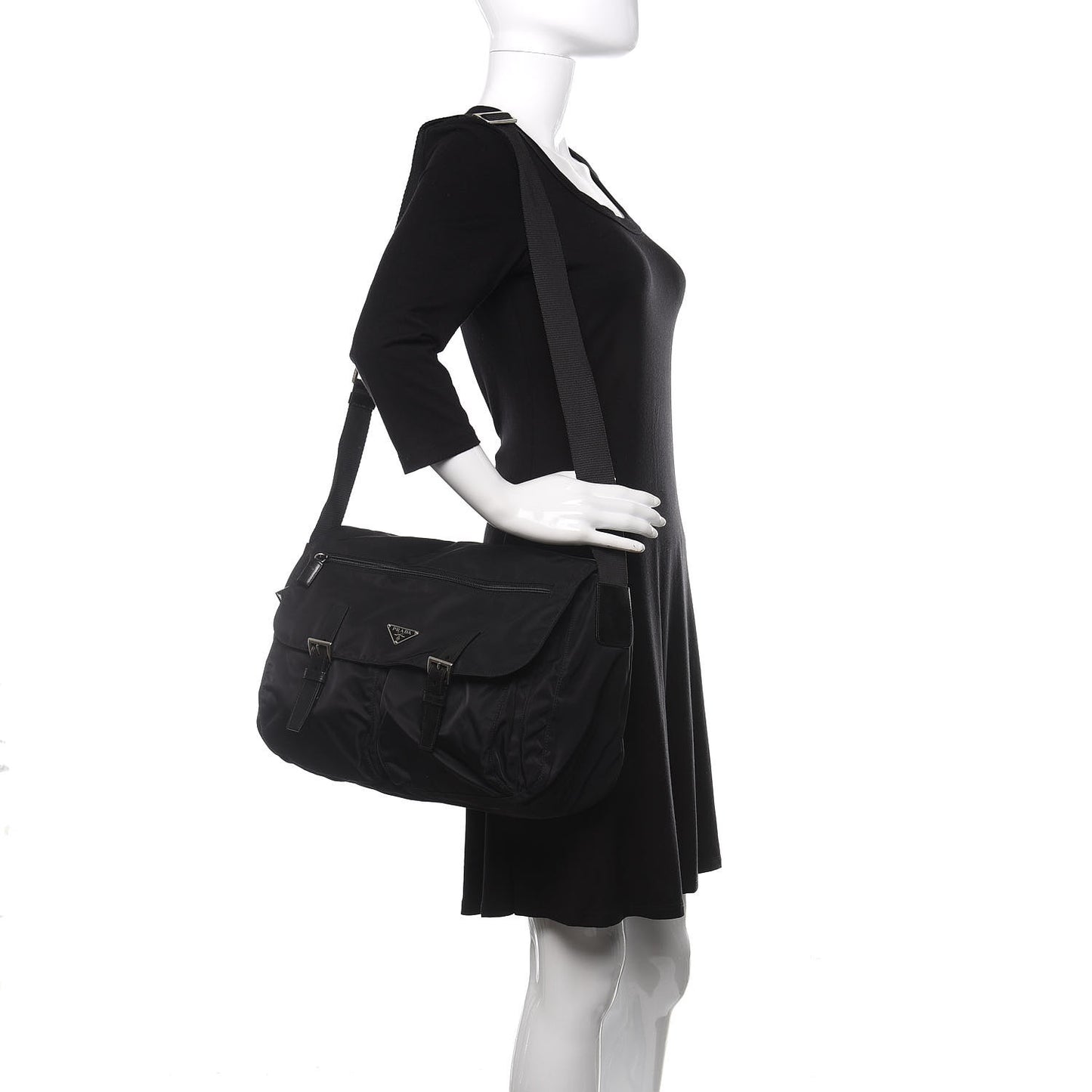 Nylon Vela Sport Messenger Bag Black