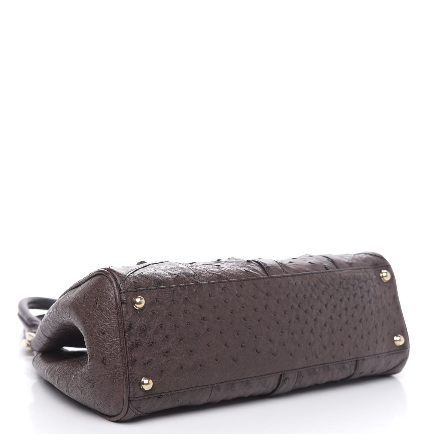 Ostrich Large Bardot Shoulder Bag Brown