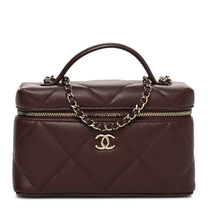 Chanel Caviar Quilted Top Handle Slim Vanity With Chain Dark Brown 1 of 11