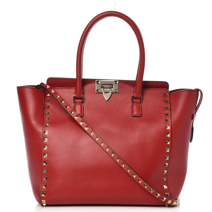 Valentino Garavani Vitello Rockstud Double Handle Tote Rosso Valentino 1 of 9