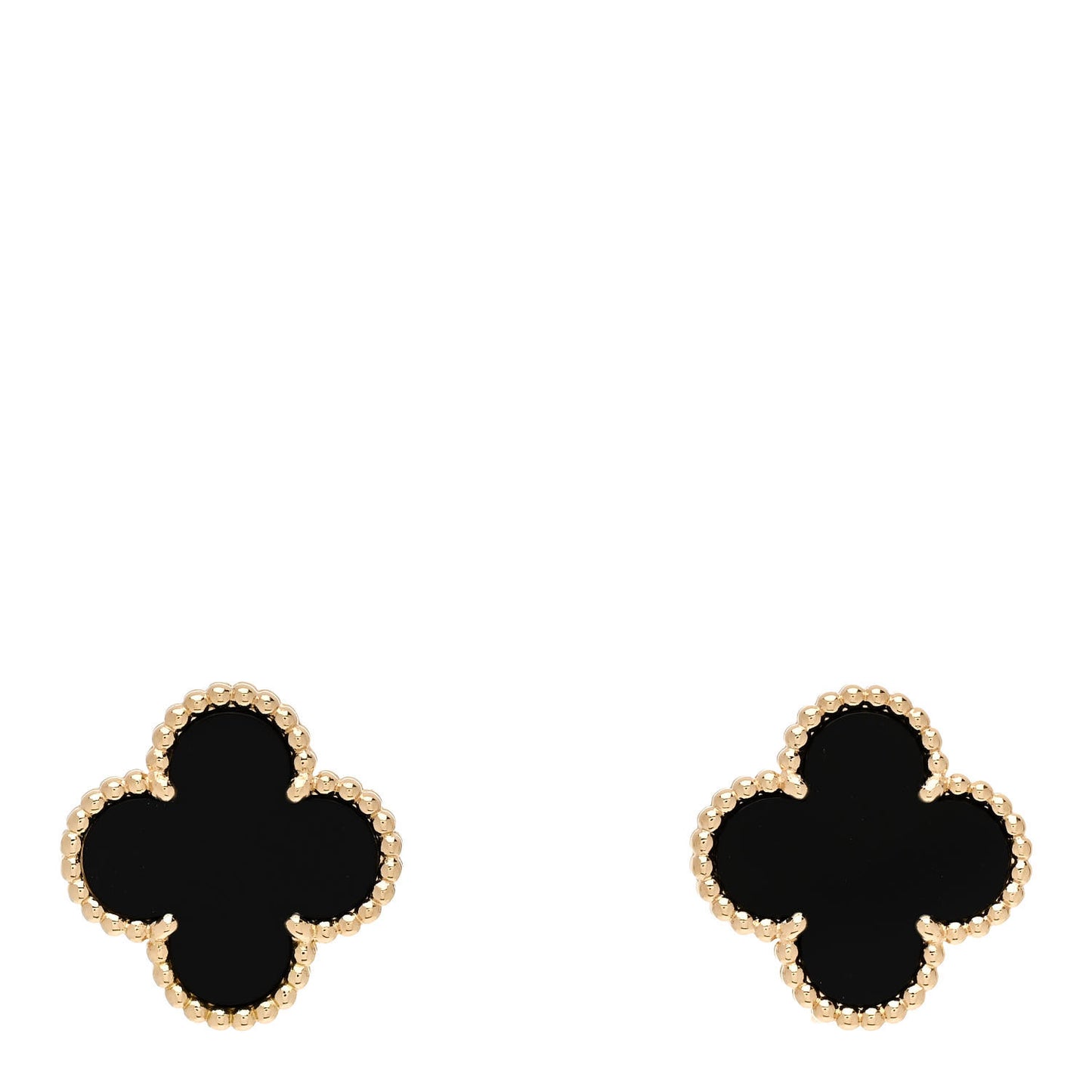 18K Yellow Gold Black Onyx Vintage Alhambra Earrings