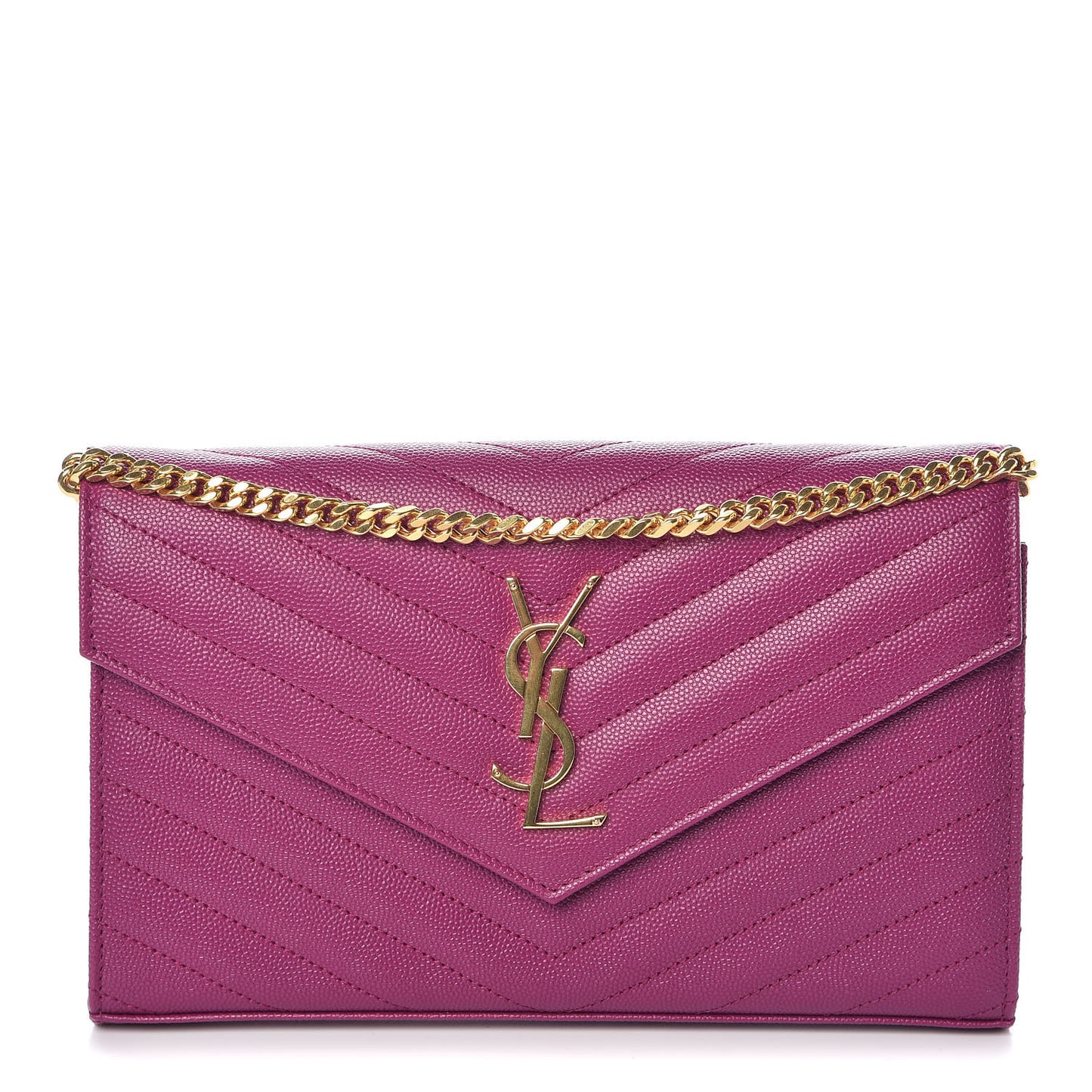 Grain De Poudre Matelasse Chevron Monogram Chain Wallet Dark Grape