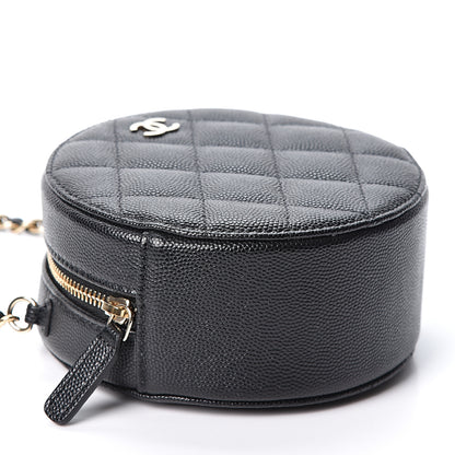 Chanel Caviar Quilted Round Clutch With Chain Black 3 of 9