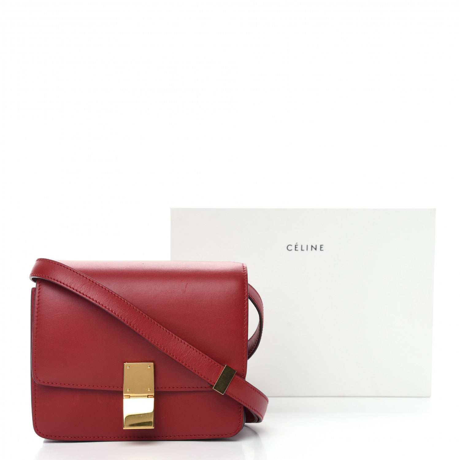 Celine Smooth Calfskin Small Classic Box Flap Bag Red 11 of 11