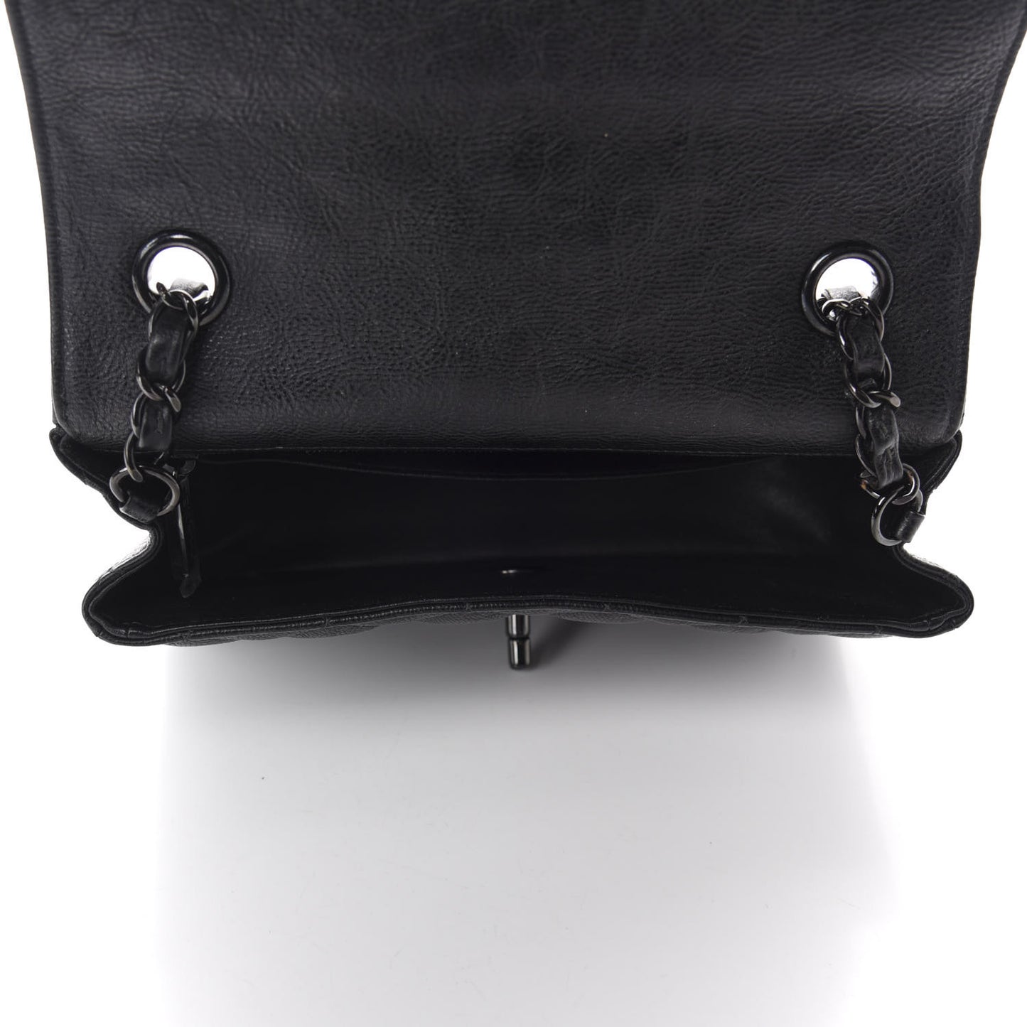 Crumpled Calfskin Quilted Mini Rectangular Flap So Black