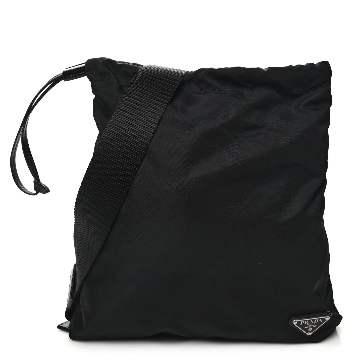 Nylon Drawstring Convertible Crossbody Black