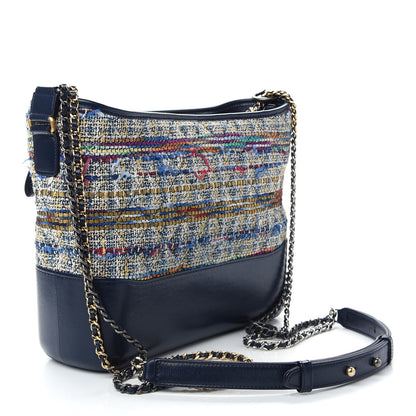 Chanel Tweed Calfskin Quilted Medium Gabrielle Hobo Navy 3 of 9
