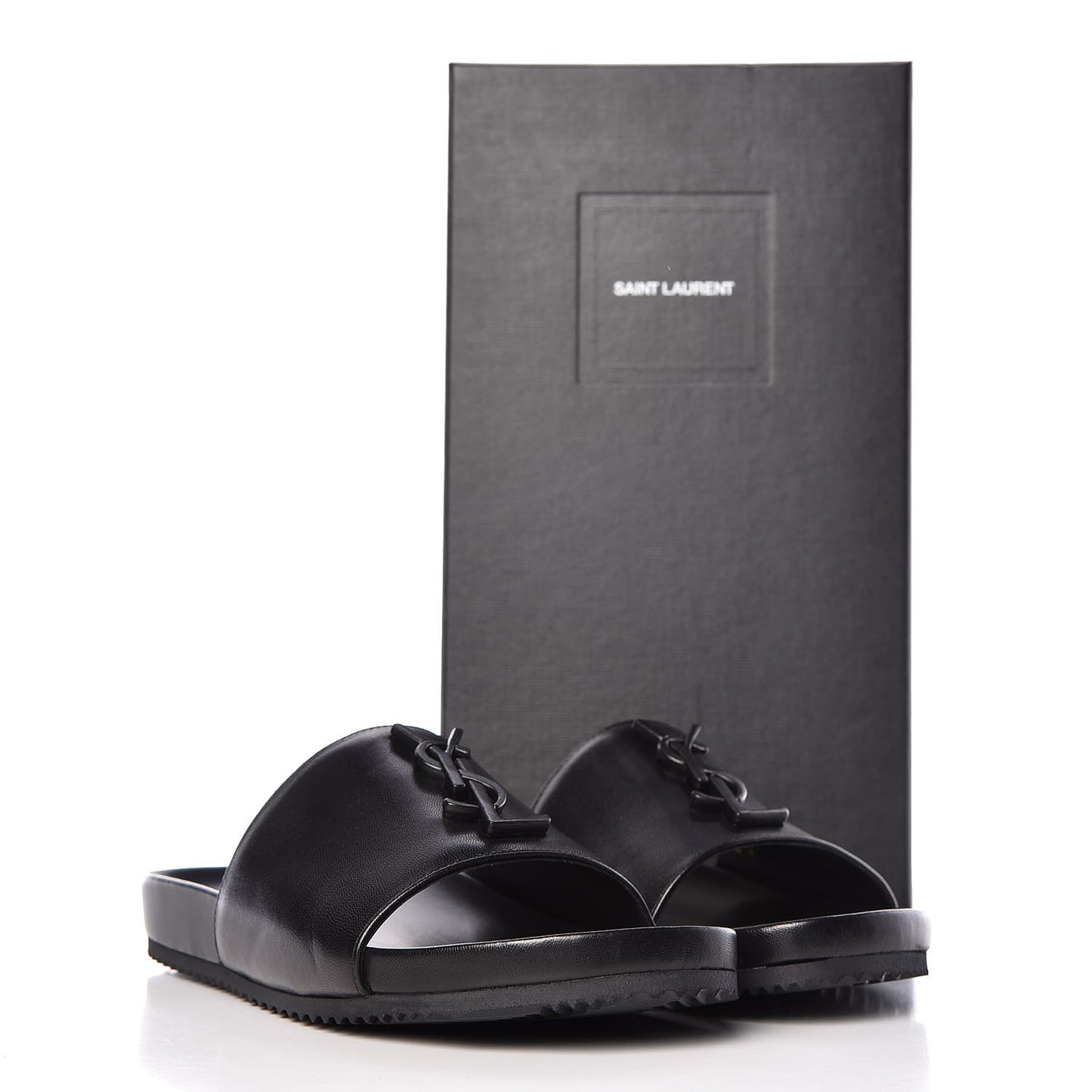 Calfskin Monogram Joan Slide Sandals 35.5 Black