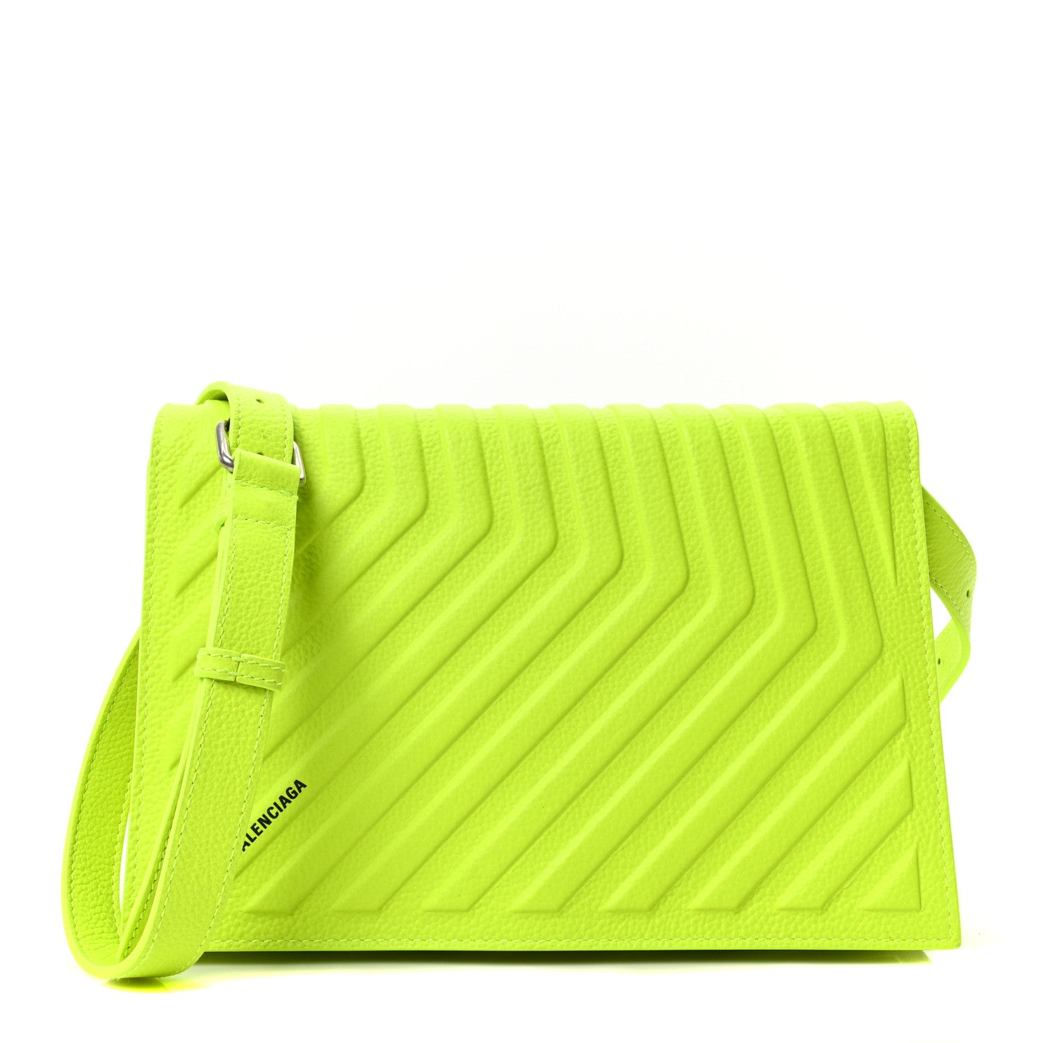 Balenciaga Grained Calfskin Embossed Car Flap Bag Fluo Yellow 1 of 17