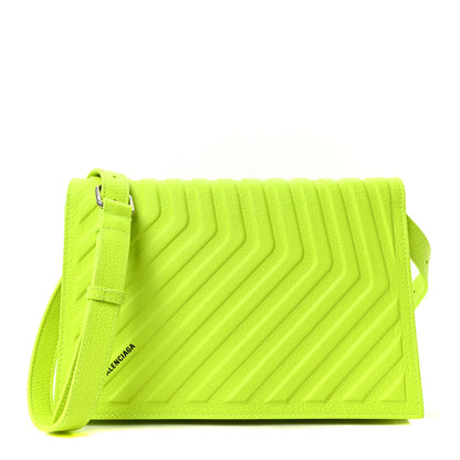 Balenciaga Grained Calfskin Embossed Car Flap Bag Fluo Yellow 1 of 17