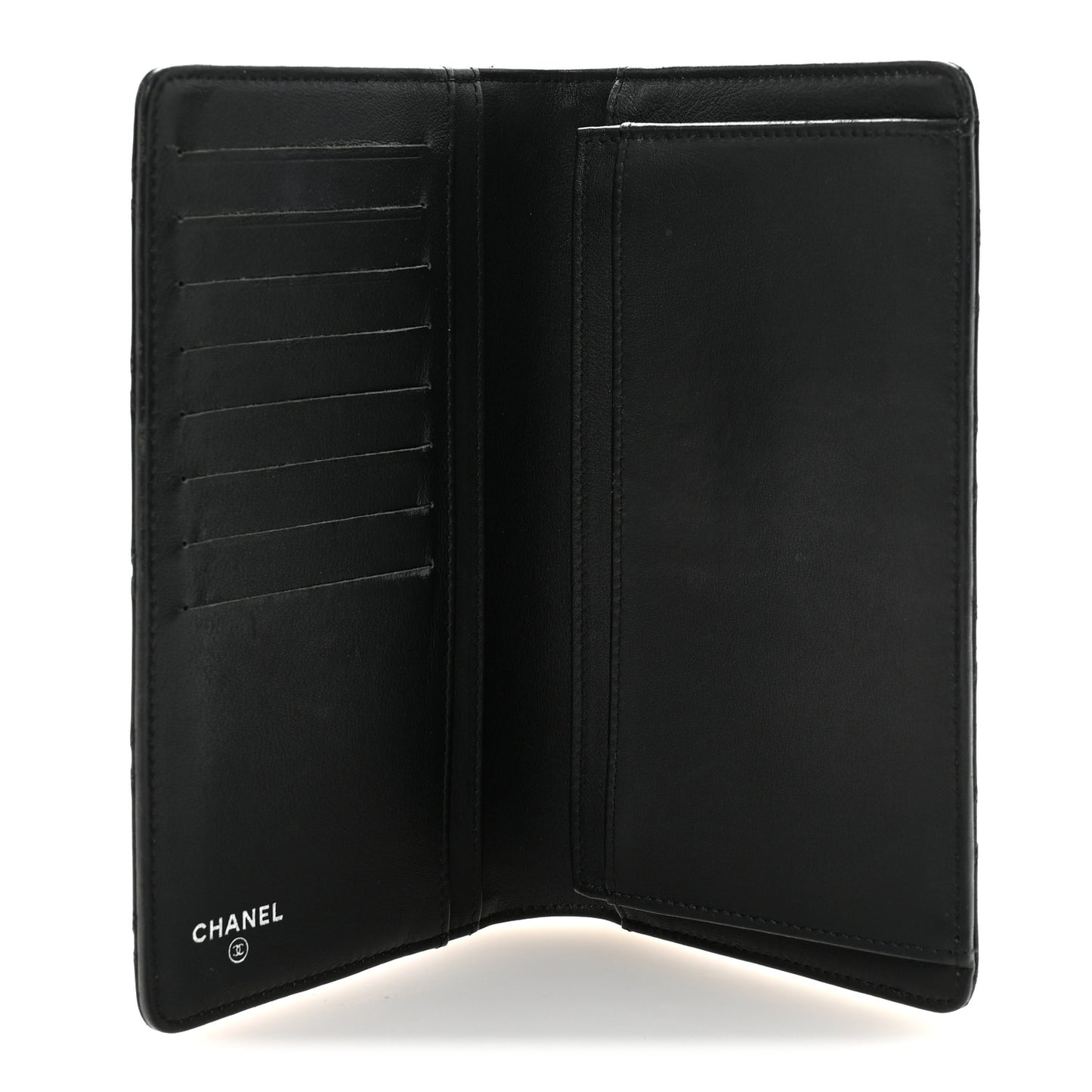 Lambskin Diamond Stitched Yen Wallet Black